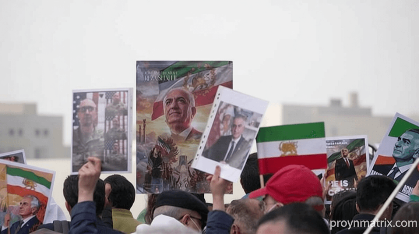 Pro-monarchy and pro-democracy protesters gather across Europe in support of Iran
