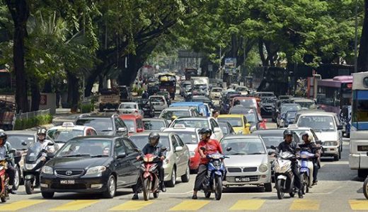 Road traffic in Kuala Lumpur, Malaysia.